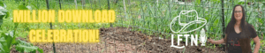 Logo of Living Free in Tennessee podcast with a woman in a garden setting.