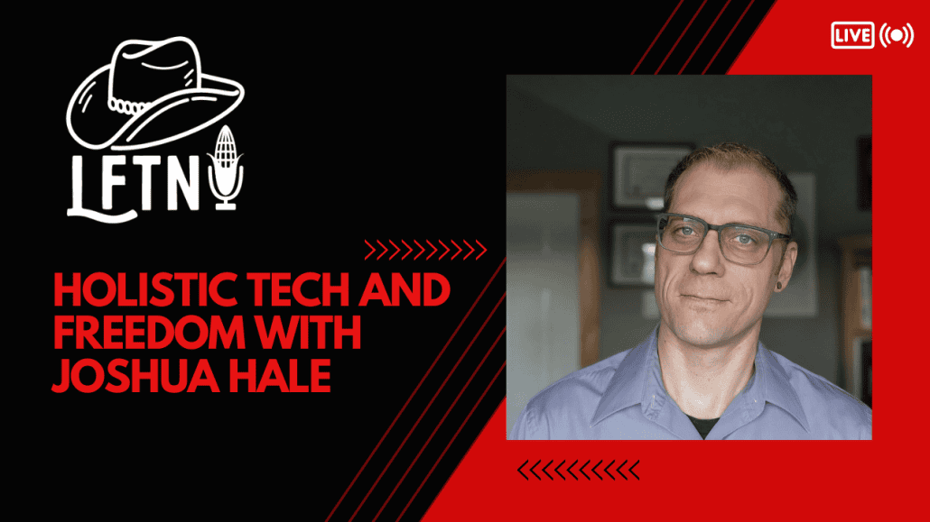 Joshua Hale discussing holistic technology and personal freedom in a podcast interview.