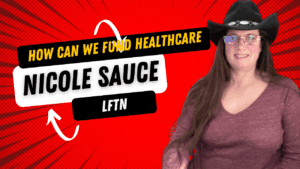 Nicole Sauce wearing a cowboy hat promoting healthcare funding in communities.