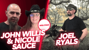 John Willis, Nicole Sauce, Joel Ryals in outdoor Tennessee setting.