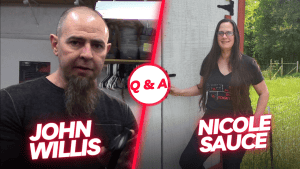 John Willis and Nicole Sauce during Q&A session at Living Free in Tennessee podcast.