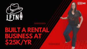 Woman presenting on building a rental business with $25,000 annual income.