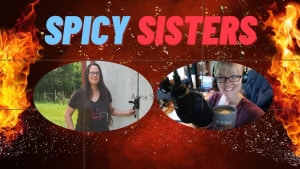 Spicy Sisters podcast episode with two women celebrating Thanksgiving together.