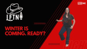 Woman hosting Living Free in Tennessee podcast about winter preparedness.