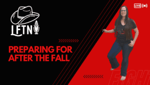 Woman speaking on podcast about preparing for after the fall, survival tips, and resilience.