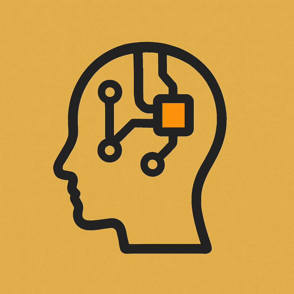 AI and human brain connection icon for technology and innovation.