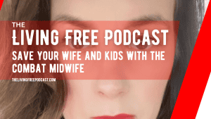 Woman with a serious expression promoting family safety and the Combat Midwife podcast.