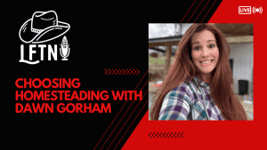 Woman smiling outdoors, discussing homesteading on podcast episode 1005.