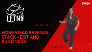 Homestead revenue stack concept with a woman presenting on a live podcast.