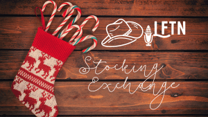 Stocking with candy canes for LFTN Stocking Exchange event on Living Free in Tennessee.