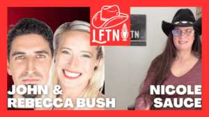 Podcast episode featuring Rebecca and John Bush with Nicole Sauce.