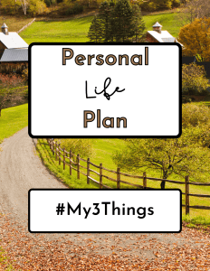 Personal life plan graphic with #My3Things for webinar on Jan 14.
