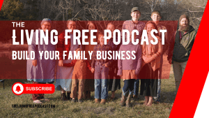 Group of people outdoors promoting family business building podcast episode.