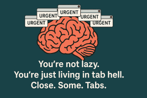 Urgent brain alert with tabs.