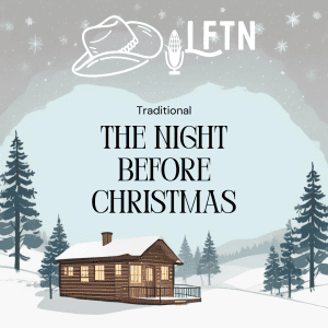 Cozy cabin in snowy landscape for Night Before Christmas episode.
